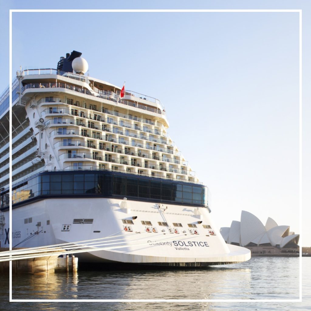 Celebrity Solstice docked by the Opera House in Sydney