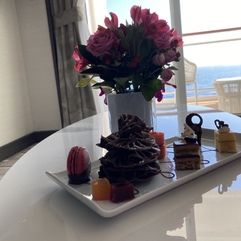 Flowers and chocolates in the Haven Suite
