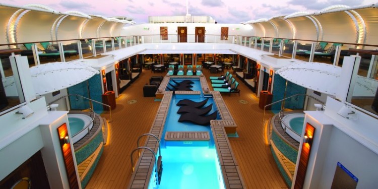 Aerial view of the Haven Courtyard on the Norwegian Getaway